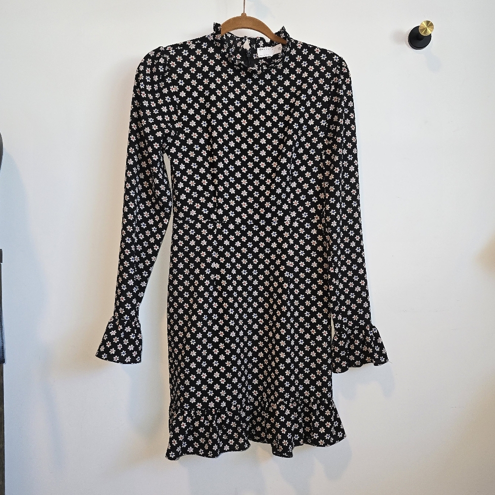 Long-sleeved Flower Print Dress